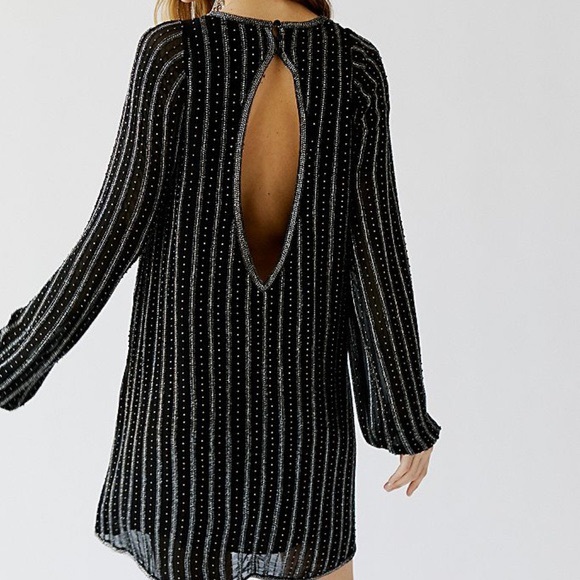 Free People Sparkly Black Magic Mini Dress NWT - Picture 1 of 6